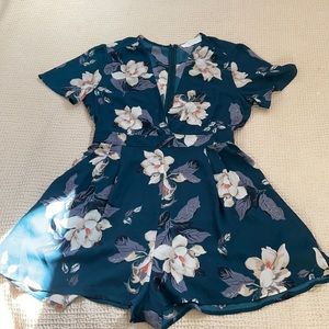 ASTR Teal Floral Romper